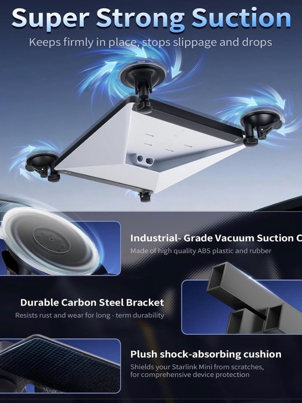Mini Car Mount with Super Strong Suction - Black & White
